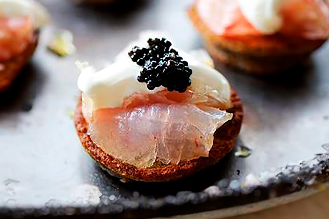 Citrus-Cured Halibut Blinis