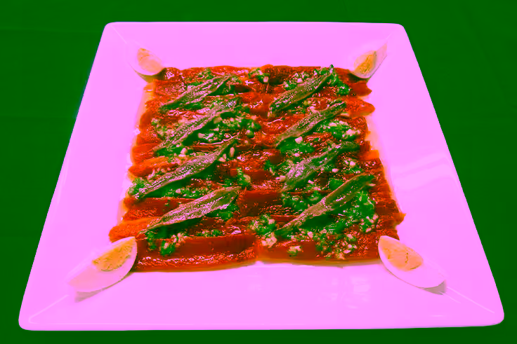Anchovies with Roasted Red Bell Peppers