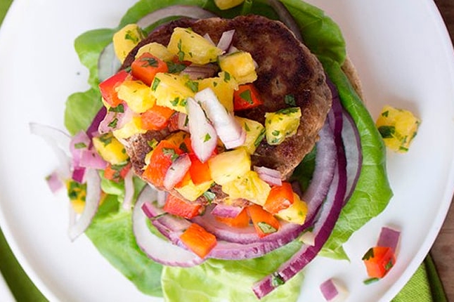 Carnival Turkey Burger with Pineapple Salsa