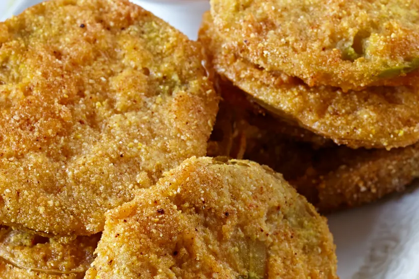 Rustic Fried Green Tomatoes with Cajun Beurre Blanc